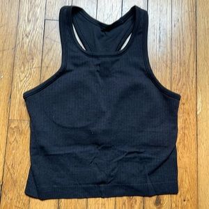 lululemon ebb to street high neck ribbed crop tank | size 4 | black